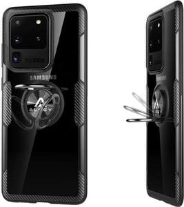 Alogy Etui Alogy Ring Holder Clear Armor do Samsung Galaxy S20 Ultra czarne + Szkło Alogy Full uniwersalny 4