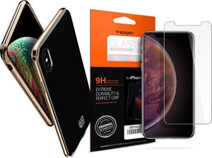 Spigen Etui Spigen LA Manon Apple iPhone Xs Max Gold Black + Szkło SGP uniwersalny 7