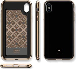 Spigen Etui Spigen LA Manon Apple iPhone Xs Max Gold Black + Szkło Alogy uniwersalny 3