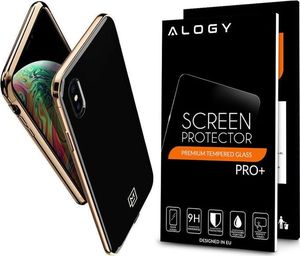 Spigen Etui Spigen LA Manon Apple iPhone Xs Max Gold Black + Szkło Alogy uniwersalny 7