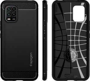Spigen Etui Spigen Rugged Armor do Xiaomi Mi 10 Lite Matte Black + Szkło 3mk uniwersalny 5