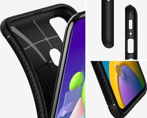 Spigen Etui Spigen Rugged Armor do Samsung Galaxy M21 Matte Black + Szkło 3mk uniwersalny 3