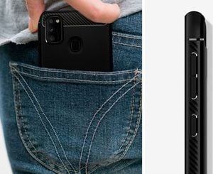 Spigen Etui Spigen Rugged Armor do Samsung Galaxy M21 Matte Black + Szkło 3mk uniwersalny 4