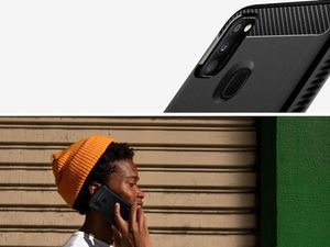 Spigen Etui Spigen Rugged Armor do Samsung Galaxy M21 Matte Black + Szkło 3mk uniwersalny 6