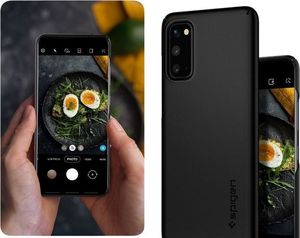 Spigen Etui Spigen Thin Fit do Samsung Galaxy S20 Black + Szkło Alogy FG uniwersalny 6