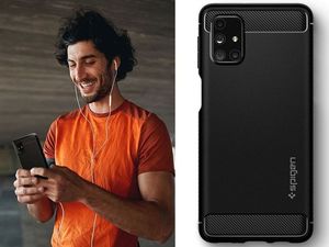 Spigen Etui Spigen Rugged Armor do Samsung Galaxy M31s Matte Black + Szkło 3mk uniwersalny 6