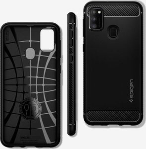 Spigen Etui Spigen Rugged Armor do Samsung Galaxy M21 Matte Black + Szkło Alogy uniwersalny 2