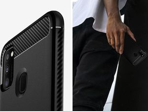 Spigen Etui Spigen Rugged Armor do Samsung Galaxy M21 Matte Black + Szkło Alogy uniwersalny 7
