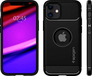Spigen Etui Spigen Rugged Armor do Apple iPhone 12 Mini 5.4 Matte Black + Szkło Alogy uniwersalny 3