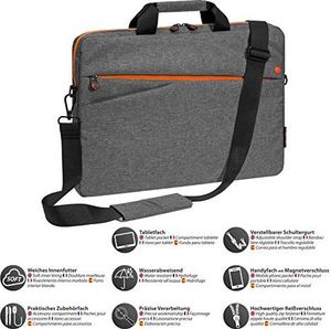 Torba Pedea Torba na laptopa PEDEA Modna torba na laptopa do 17,3 cala (43,9 cm) Torba na ramię z paskiem na ramię, szaro-pomarańczowa 5