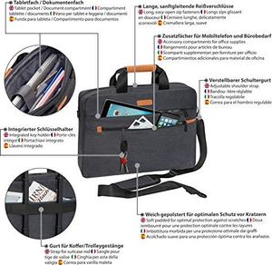 Torba Pedea Torba na laptopa PEDEA Torba Elegance Pro na notebook 15,6 cala (39,6 cm) Torba na ramię z paskiem na ramię i przegrodą na tablet do 27,96 cm (11 cali), szara 4