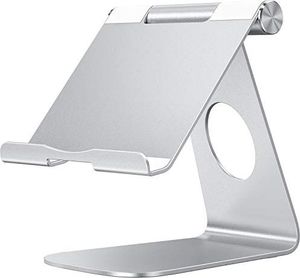 Stojak Omoton Podstawka OMOTON do iPada Air, iPada Mini, iPada Pro 9,7 do 12 cali, podstawka do tabletu Samsung z regulowanym kątem i wyjściem kabla ładującego, stabilny, aluminiowy uchwyt w kolorze srebrnym 1