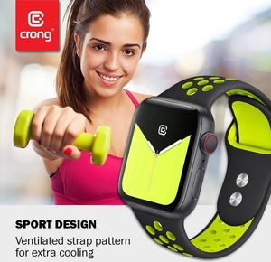 Crong Crong Duo Sport Band - Pasek Apple Watch 38/40 mm (czarny/limonkowy) uniwersalny 4