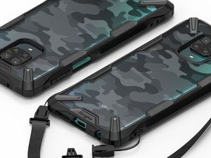 Ringke Etui Ringke Fusion X do Xiaomi Redmi Note 9S/ Pro/ Max Camo Black + Szkło 3mk uniwersalny 5