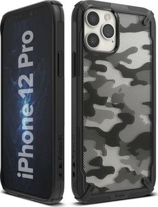 Ringke Etui Ringke Fusion X do Apple iPhone 12 Pro Max 6.7 Camo (Moro) Black + Szkło Alogy uniwersalny 3