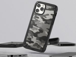Ringke Etui Ringke Fusion X do Apple iPhone 12 Pro Max 6.7 Camo (Moro) Black + Szkło Alogy uniwersalny 9