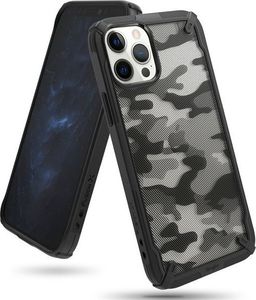 Ringke Etui Ringke Fusion X do Apple iPhone 12/ 12 Pro 6.1 Camo (Moro) Black + Szkło Alogy uniwersalny 1