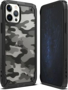 Ringke Etui Ringke Fusion X do Apple iPhone 12/ 12 Pro 6.1 Camo (Moro) Black + Szkło Alogy uniwersalny 2