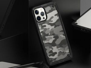 Ringke Etui Ringke Fusion X do Apple iPhone 12/ 12 Pro 6.1 Camo (Moro) Black + Szkło Alogy uniwersalny 7