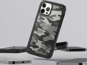 Ringke Etui Ringke Fusion X do Apple iPhone 12/ 12 Pro 6.1 Camo (Moro) Black + Szkło Alogy uniwersalny 8