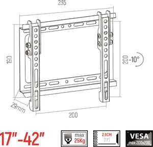 Bracker Uchwyt ścienny T200 17'' - 42'' 2