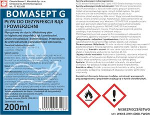 Bomar Płyn do dezynfekcji i odkażania skóry rąk BOMASEPT G 200ml 2