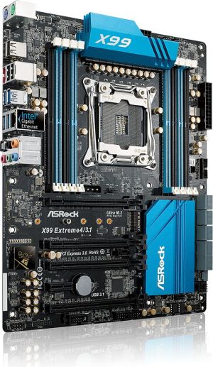 Płyta główna ASRock X99 EXTREME4/3.1 X99, s2011-3, QuadDDR4-2133, LAN, USB3.1, CrosFireX, SLI, ATX 4