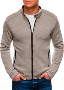 Ombre Bluza męska rozpinana bez kaptura C453 - beżowa M 1