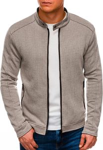 Ombre Bluza męska rozpinana bez kaptura C453 - beżowa S 2