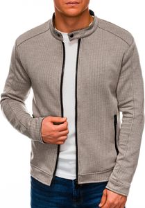 Ombre Bluza męska rozpinana bez kaptura C453 - beżowa S 3