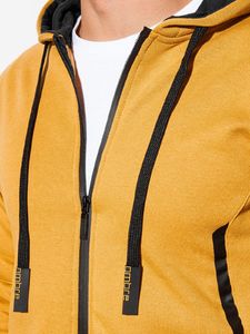 Ombre Bluza męska rozpinana z kapturem B1076 - żółta M (16399-4) - 16399-4 2