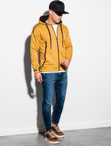 Ombre Bluza męska rozpinana z kapturem B1076 - żółta M (16399-4) - 16399-4 3