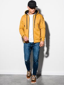 Ombre Bluza męska rozpinana z kapturem B1076 - żółta M (16399-4) - 16399-4 4