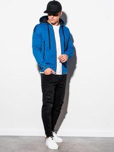 Ombre Bluza męska rozpinana z kapturem B1076 - niebieska XXL 3