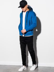 Ombre Bluza męska rozpinana z kapturem B1076 - niebieska XXL 4