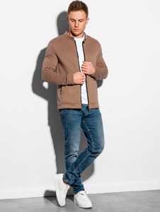 Ombre Bluza męska rozpinana bez kaptura B1071 - brązowa M 3