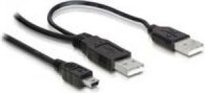 Kabel USB Delock miniUSB - 2x USB-A 1 m Czarny (82447) 1