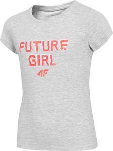 4f Koszulka dla dziewczynki 4F szary melanż HJZ20 JTSD007 25M : Rozmiar - 122cm 1