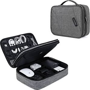 Torba Bagsmart Torby na kable bagsmart, dwuwarstwowa torba podróżna na kable, ładowarka, iPad, Ipad Air, tablet do 10,5 cala, adapter, mysz, karty SD (szare) 1