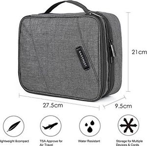 Torba Bagsmart Torby na kable bagsmart, dwuwarstwowa torba podróżna na kable, ładowarka, iPad, Ipad Air, tablet do 10,5 cala, adapter, mysz, karty SD (szare) 4