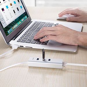 HUB USB Anker Anker Aluminiowy 3-portowy koncentrator USB 3.0 z portem Ethernet, kabel USB 3.0 o długości 40 cm / 1,3 stopy [Chipset portu Ethernet RTL8153 + porty USB Chipset VL812] (srebrny) 5