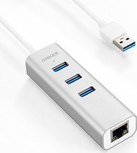 HUB USB Anker Anker Aluminiowy 3-portowy koncentrator USB 3.0 z portem Ethernet, kabel USB 3.0 o długości 40 cm / 1,3 stopy [Chipset portu Ethernet RTL8153 + porty USB Chipset VL812] (srebrny) 6