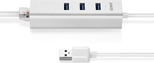 HUB USB Anker Anker Aluminiowy 3-portowy koncentrator USB 3.0 z portem Ethernet, kabel USB 3.0 o długości 40 cm / 1,3 stopy [Chipset portu Ethernet RTL8153 + porty USB Chipset VL812] (srebrny) 7