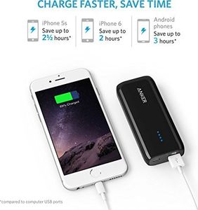 Powerbank Anker Anker Astro E1 5200mAh Ultra Compact Portable Battery, ładowarka z PowerIQ do iPhone X 8 8Plus 7 6s 6Plus, iPad, Samsung Galaxy, Nexus, HTC i inne (czarna) 2