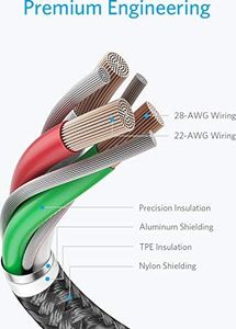 Kabel USB Anker Anker Kabel do iPhone'a, kabel Lightning 1,8 m, 2 szt.Podwójnie pleciony, nylonowy kabel Lightning , [z certyfikatem MFi] do iPhone'a XS / XS Max / XR / X / 8/8 Plus / 7/7 Plus / 6, iPad i inne (czarny ) 2