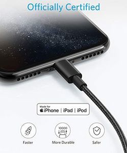 Kabel USB Anker Anker Kabel do iPhone'a, kabel Lightning 1,8 m, 2 szt.Podwójnie pleciony, nylonowy kabel Lightning , [z certyfikatem MFi] do iPhone'a XS / XS Max / XR / X / 8/8 Plus / 7/7 Plus / 6, iPad i inne (czarny ) 4