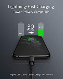 Kabel USB Anker Anker Kabel z USB C na Lightning, nowy nylonowy kabel do ładowania z USB-C na Lightning, długość 180 cm, certyfikat MFi, do iPhone'a SE / 11 Pro / X / XS / XR / 8 Plus / AirPods Pro, obsługuje zasilanie 2