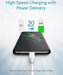 Kabel USB Anker Anker Powerline III USB-C na przewodzie Lightning, kabel z certyfikatem MFi 30 cm, błyskawiczne prędkości ładowania dla iPhone'a SE / 11/11 Pro / X / XS / XR Max / 8 Plus / AirPods Pro, obsługuje Power Delivery, biały 6