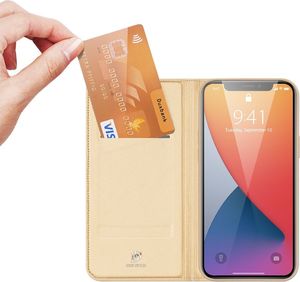 Dux Ducis Etui IPHONE 12 PRO MAX z klapką Dux Ducis skórzane Skin Leather złote 2