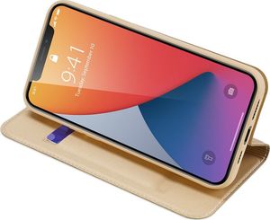Dux Ducis Etui IPHONE 12 PRO MAX z klapką Dux Ducis skórzane Skin Leather złote 5